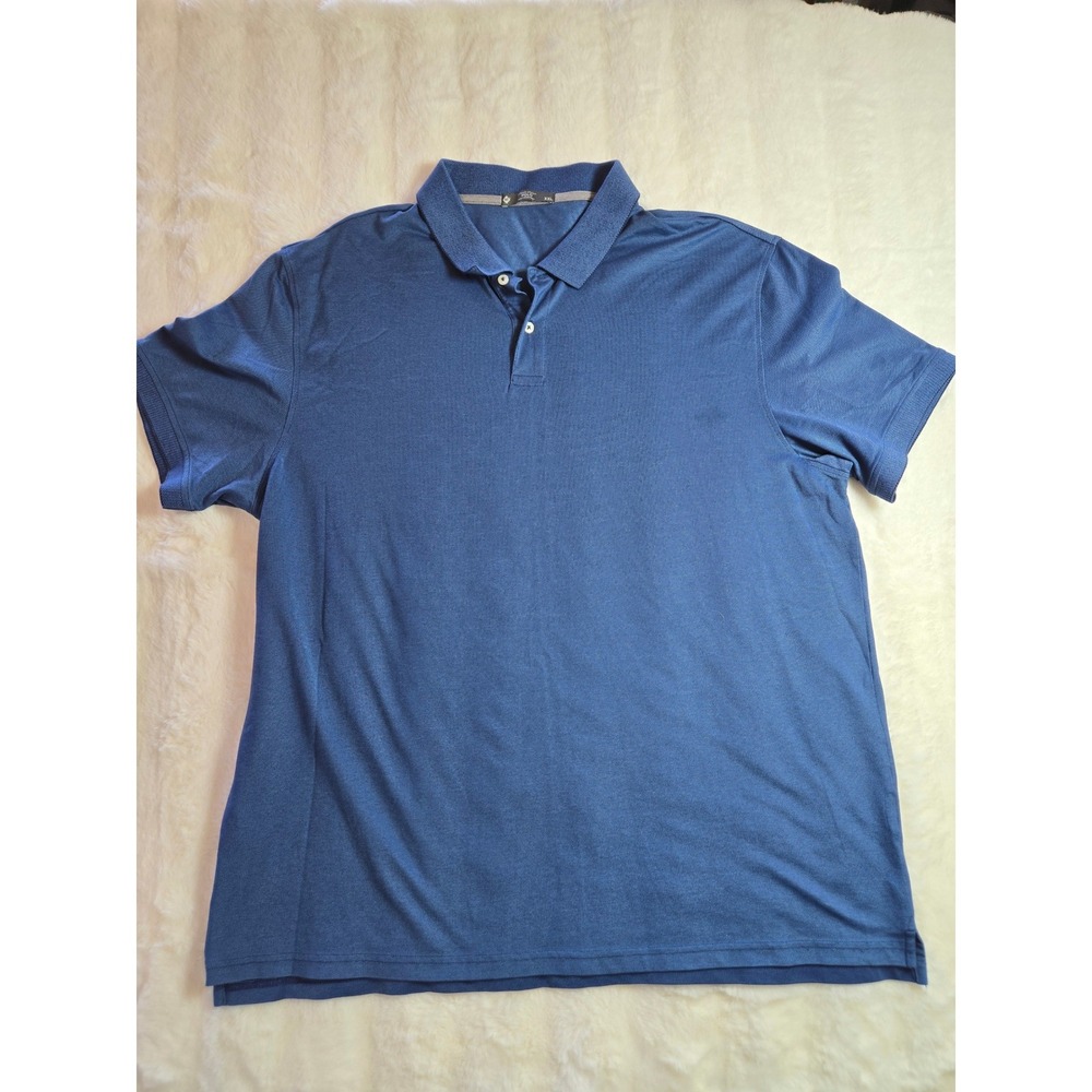 Members Mark Mens XXL Blue Stretch Cotton Polo Shirt Short Sleeve Pique Knit